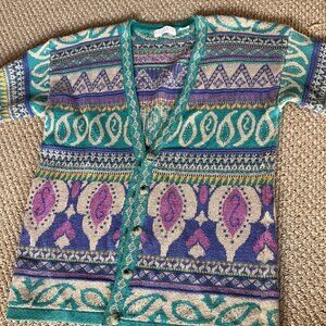 Vintage 90s Segrets Sun Prints Cardigan Pastel Large Cottagecore